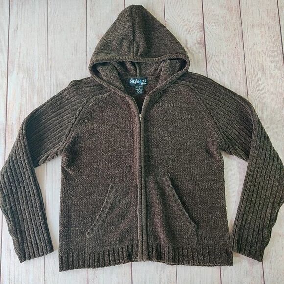 Style & Co. velour zip front hoodie cardigan sz SP - Picture 8 of 8